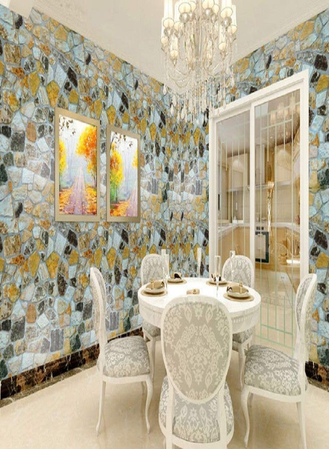 إمبريشنز ورق جدران منزلي عصري متعدد الأشكال بنمط حجري، ورق جدران ثلاثي الأبعاد ذاتي اللصق مقاوم للماء عالي الدقة (ملصقات فينيل PVC، 500 × 45 سم، متعدد الألوان) - Image 3